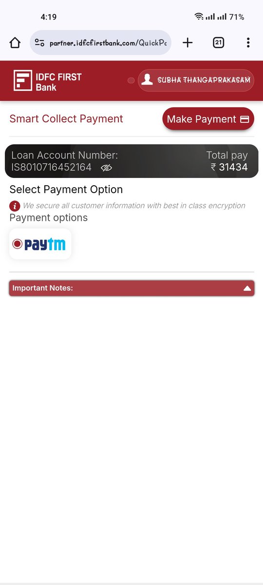 VimalanVe's tweet photo. Hello @IDFCFIRSTBank,
I am keep on receiving sms from AX-IDFCFB daily atleast twice to pay Loan EMI. I don't even have any loan in IDFC Bank. When I clicked the link it shows some other name Subha Thangaprakasam. It Irritates a lot, Please take necessary action.
#IDFCFIRSTBank https://t.co/kLFfXVCPhj
