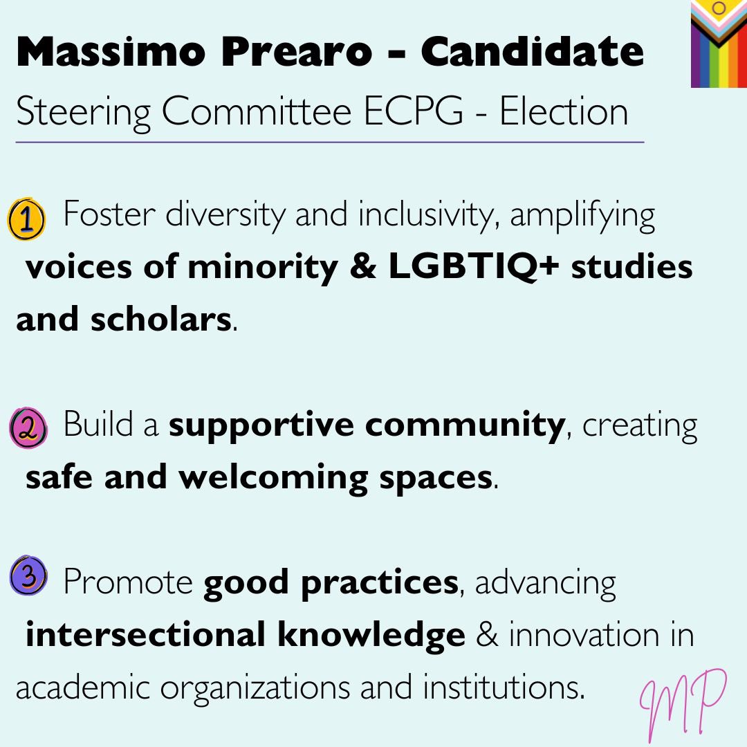 Massimo Prearo (@massimoprearo) on Twitter photo 🏳️🌈🏳️⚧️ Excited to announce my candidacy for the <a href="/ECPR_Gender/">ECPR Standing Group on Gender and Politics</a> Steering Committee!
⚠️In a hostile context for gender and LGBTIQ+ studies and scholars, we need a strong and supportive community.
✅If you think I can contribute to achieving this objective, you know what to do! 🗳️ 🏳️🌈🏳️⚧️ Excited to announce my candidacy for the <a href="/ECPR_Gender/">ECPR Standing Group on Gender and Politics</a> Steering Committee!
⚠️In a hostile context for gender and LGBTIQ+ studies and scholars, we need a strong and supportive community.
✅If you think I can contribute to achieving this objective, you know what to do! 🗳️
