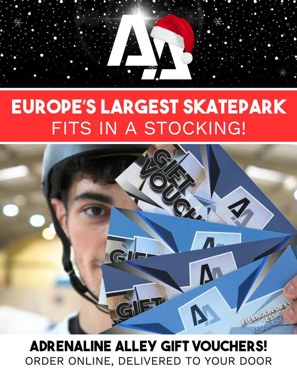 XMAS SHOPPING? WRITING A XMAS WISHLIST? 🎅🏻

What better gift than an EPIC SESSION at Europe's largest skatepark?! We also have an AWESOME selection of t-shirts, hoodies, and hats in a range of colours and sizes! 👕

Hit the link below and start browsing!⬇️
adrenalinealleyshop.myshopify.com