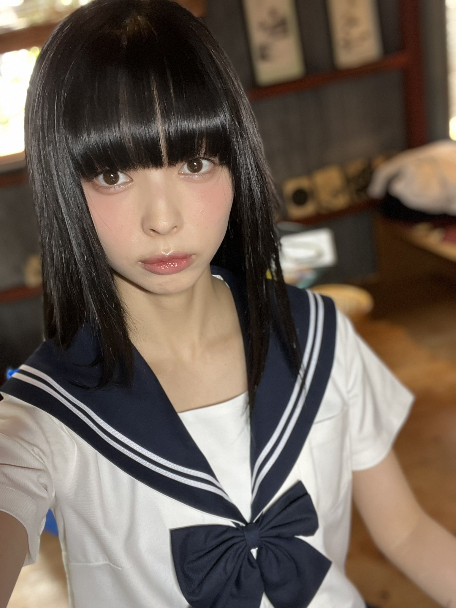 かみしき　f3キャンバス　銀髪ショート　黒髪ロング　不良少女 黒髪すき？🖤⋆͛*͛ ブルーブラック🎀 ‎🤍‎ふわふわわんぴ