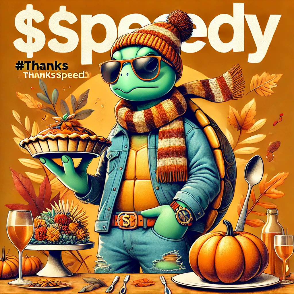 Coming_new1's tweet photo. 🍂🦸‍♂️"Speedy’s Thanksgiving style is on point! 🍁 From his cozy scarf to holding that perfect pumpkin pie, Speedy is bringing all the festive vibes!🎉 Here’s to even more growth and good times with $SPEEDY! 🚀 Let’s make this season unforgettable! 🙏 #ThanksSpeedy #Thanksgiving" https://t.co/fvz9lm14o2