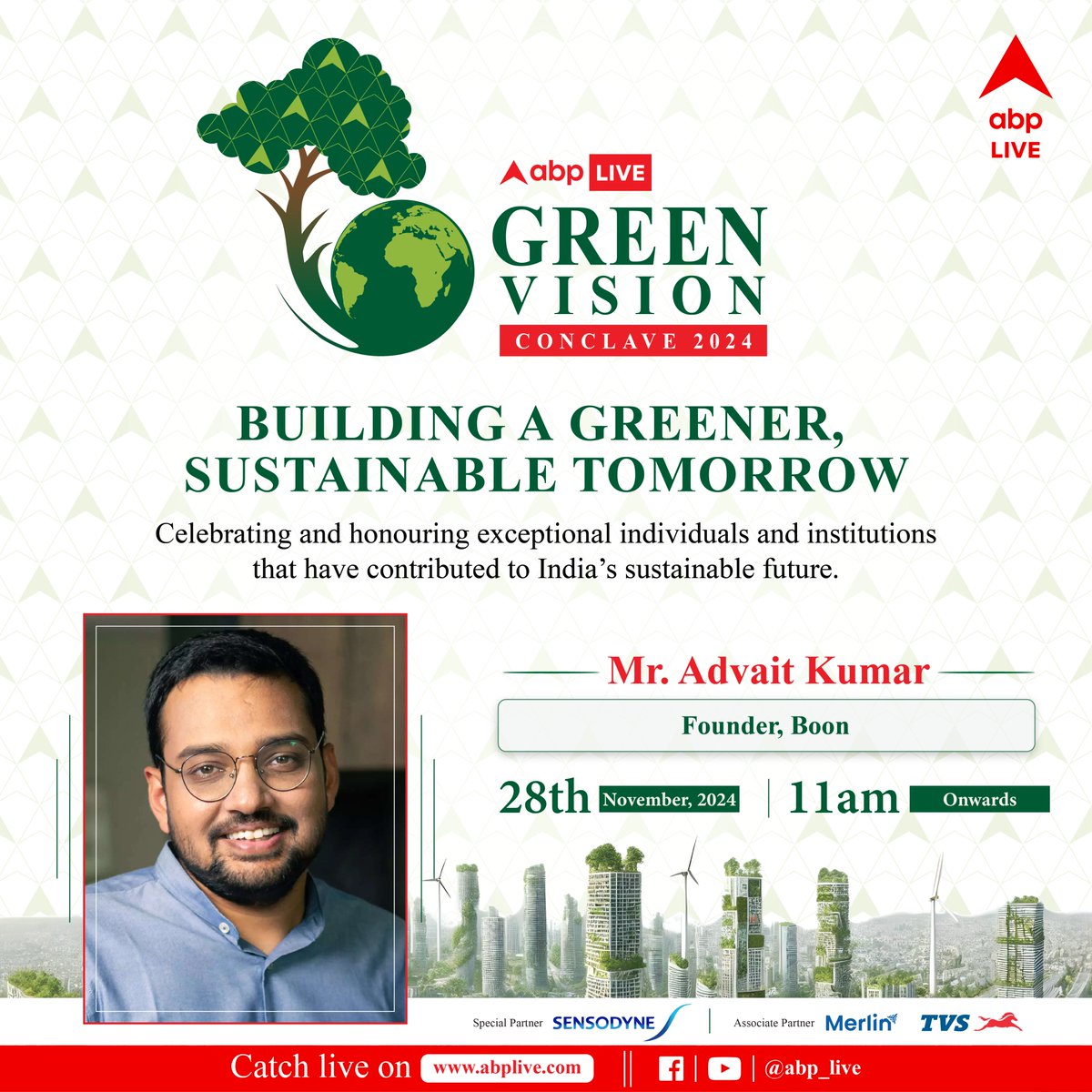 Join us as we recognize the leaders and innovators shaping a sustainable future! The ABP Live Green Vision Conclave 2024 celebrates the impactful ideas and practices that are transforming India’s future and inspiring the nation.

#GreenVisionConclave #ABPLive #Sustainability