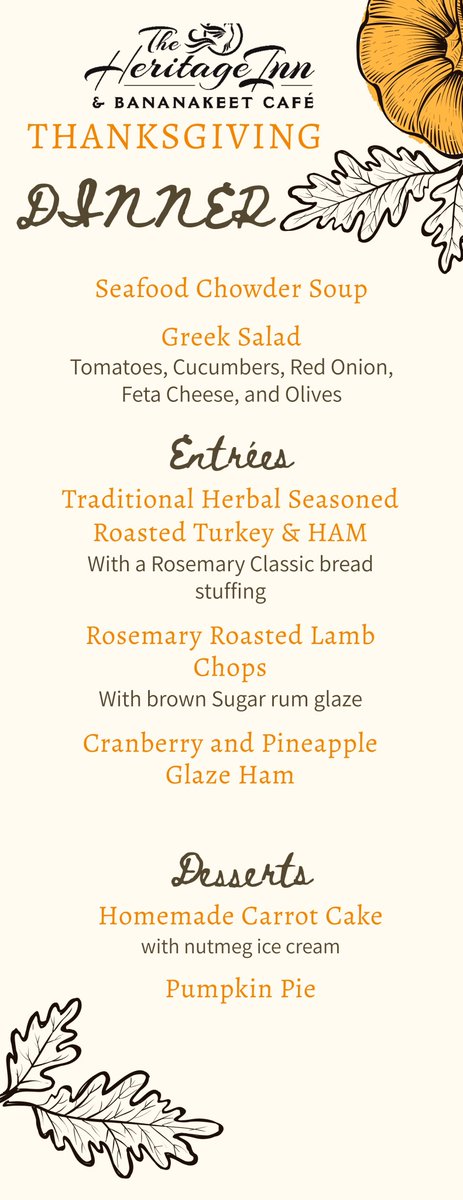 heritageinnbvi's tweet photo. Do you have any fun plans for Thanksgiving yet? π¦π΄βοΈ Looking for a delightful way to celebrate, join us!
#britishvirginislands #thanksgiving #thanksgivingdinner #holiday #BVI #thanksgivingmenu #thebananakeetcafe #bvifood #bvirestaurant #theheritageinnandbananakeetcafe https://t.co/qt0ESS3wLC