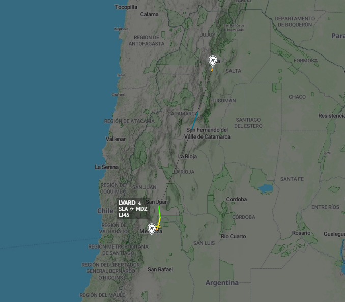Modo_S_'s tweet photo. 👉@GustavoSaenzOK en Mendoza 
Traslado realizado con aeronave Learjet 45XR #LVARD DPA Salta (destinada para fines sanitarios).
🛫(SLA 16:19) - 🛬(MZD 17:40) Costo: u$s 3.700 
#PitucoVolador https://t.co/uUUG6pCdYj