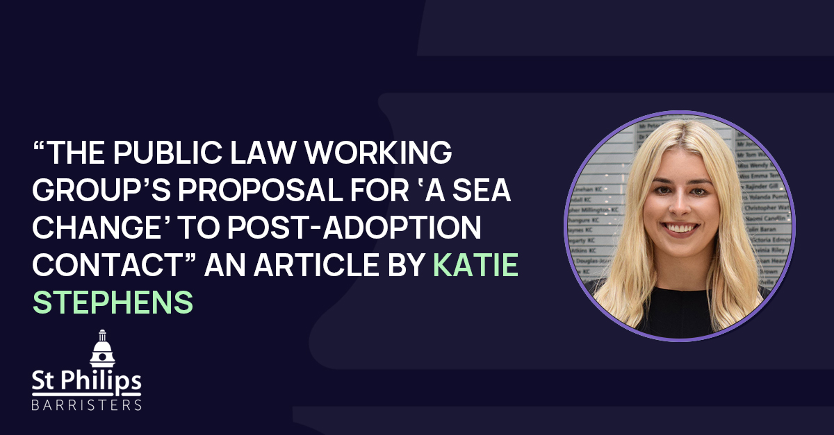 Pupil barrister Katie Stephens has had an article "The Public Law Working Group’s proposal for a ‘sea change’ to post-adoption contact” published by <a href="/familylawweek/">Family Law Week</a>.

familylawweek.co.uk/articles/the-p…

#FamilyLaw #Adoption #PupilBarrister