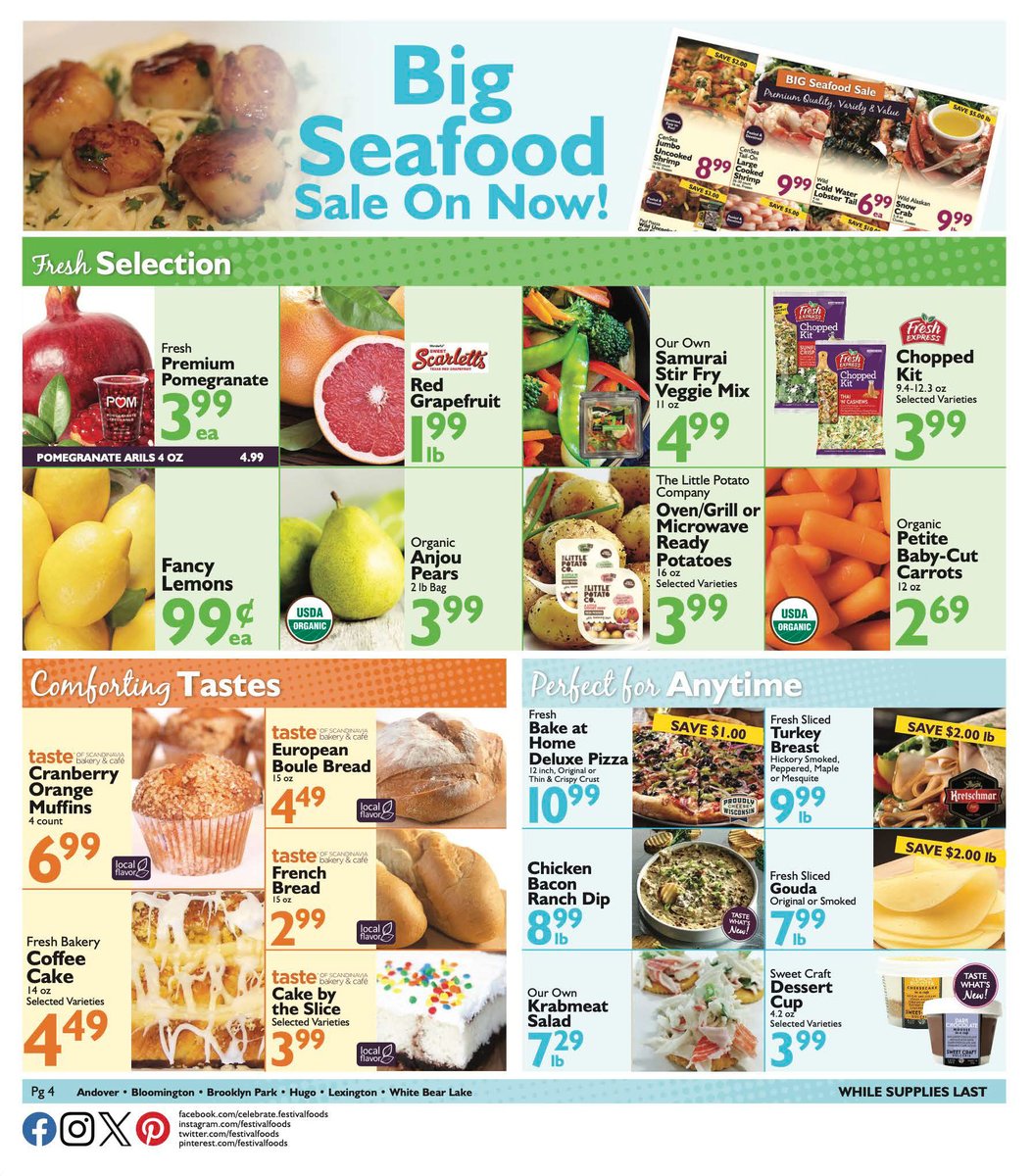 This Week's Specials - Available through Tuesday December 3rd festivalfoods.net/specials

Reminder: we are closed on Thanksgiving Day, November 28th.  Normal hours resume on Friday the 29th.