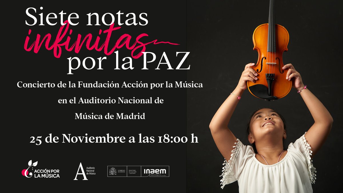 🎶  Alumnos de nuestra Escuela de Música,  junto a otros grandes músicos, participaron en el concierto de <a href="/accionmusica/">Acción por la Música 🎶</a> en el Auditorio Nacional. 
Siete notas ♾️ que nos muestran que, a través de la música, podemos construir puentes y encontrar armonía en la diversidad. 🌍💐