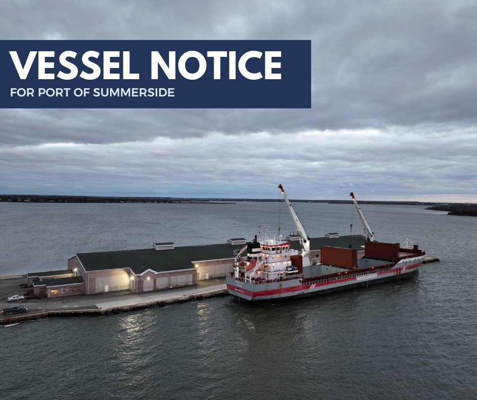 🚢The MV Jean-Joseph is expected at Port today (November 27, 2024) around 7:00/7:30pm with truck traffic heading toward West Drive when leaving Port. Cargo discharge is expected to take 8-10 hours.
#Summerside