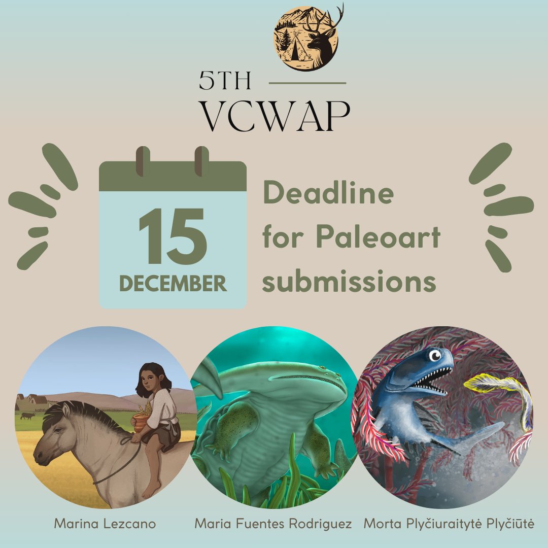 women_archeopal's tweet photo. 👩‍🎨Are you a woman paleoartist? 
Submit your paleoartistic reconstruction for the Virtual Paleoart Gallery of the 5th VCWAP!
It doesn't have to be an original/new piece.
We're eagerly awaiting your contributions, and please help spread the word!💚
https://t.co/THx3FDRGS3
#paleoart https://t.co/DKXlGduQkE