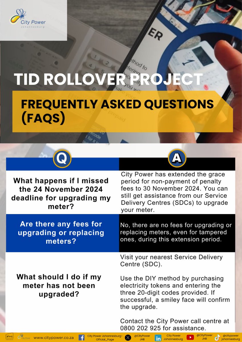 CityPowerJhb's tweet photo. #TIDRolloverProject 
#COJSmartMeters

TID Rollover Project Frequently Asked Questions (FAQ) ^GR https://t.co/JvODC9azNi