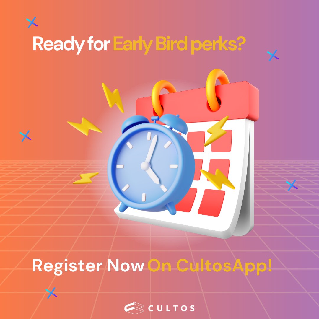 ⏰ Don’t miss the Early Bird buzz! 🐦
 Unlock exclusive perks when you register now! 🚀

Visit: app.cultosglobal.io

#CultosGlobal #EarlyAccess #PerksUnlocked