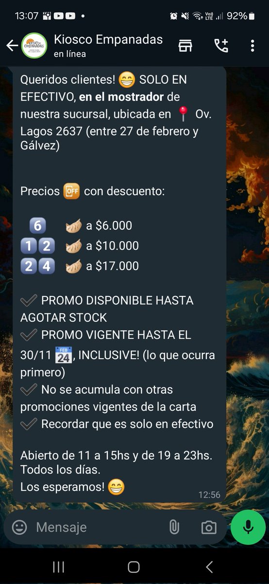 ACovernton's tweet image. En instagram.com/kioscodeempana…

Te ofrecen esta terrible promoción!

Y mientras tanto, la IMBÉCIL de @NardaLepes pretende cobrarte 2 empanadas CCC por 15 mil pesos.

#Mileiseloscogioatodos