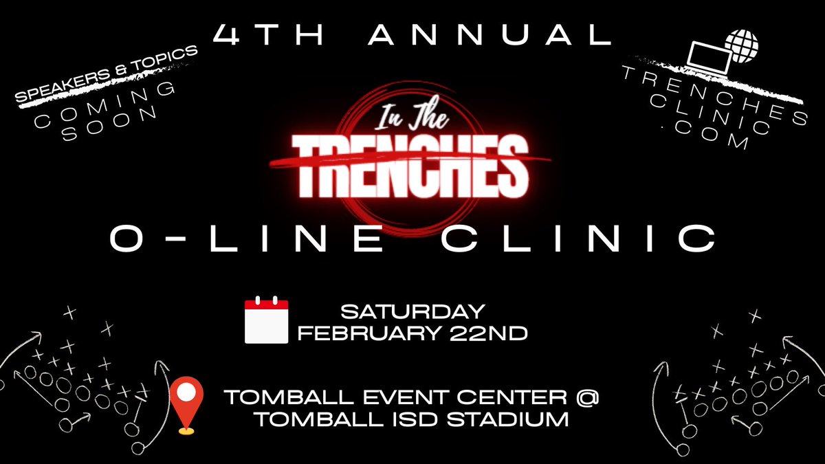 To all of our friends, we are running it back. Join us this year as we continue to grow the #BigBodyFellowship 

📆Saturday, February 22nd
📍Tomball, TX
🔊Coming Soon... 
®️trenchesclinic.com

<a href="/THSCAcoaches/">THSCA</a> <a href="/ghfcahouston/">GHFCA Houston</a>