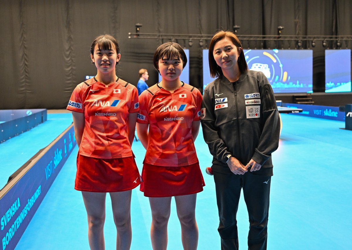 Rallys_pingpong's tweet photo. 2024ITTF世界ユース選手権ヘルシンボリ大会
【U-19 Girl's Singles】 Semifinal

面手凛/髙森愛央(日本)　3(11,5,6)0　PARK / YOO(韓国)

「シングルス0-4で負けていたのですごく悔しくて、また自信がなかったのですが、ダブルスですので気持ちを切り替えて自分たちの持ち味であるスピーディーなプレーができたと思います」と面手。
「���も面手選手と一緒で、自分たちの特徴、連続攻撃ができたことが勝利につながったと思います」と髙森選手。

#卓球 #世界ユース #ITTF