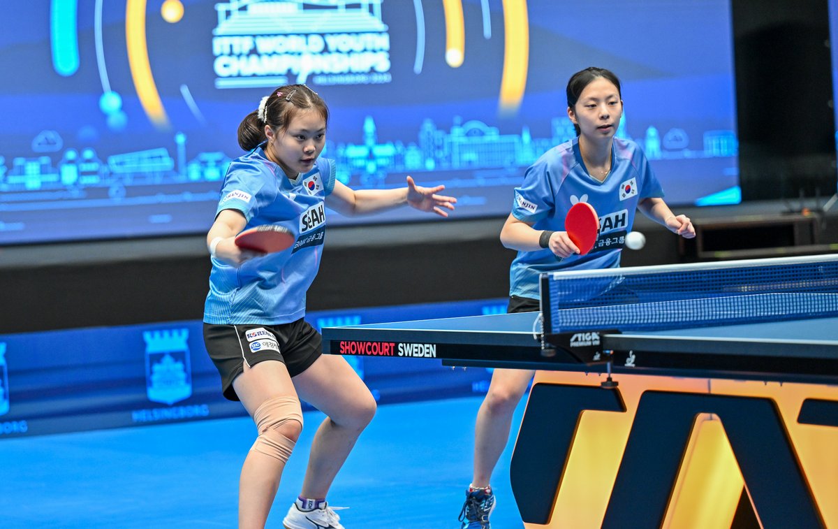 Rallys_pingpong's tweet photo. 2024ITTF世界ユース選手権ヘルシンボリ大会
【U-19 Girl's Singles】 Semifinal

面手凛/髙森愛央(日本)　3(11,5,6)0　PARK / YOO(韓国)

「シングルス0-4で負けていたのですごく悔しくて、また自信がなかったのですが、ダブルスですので気持ちを切り替えて自分たちの持ち味であるスピーディーなプレーができたと思います」と面手。
「���も面手選手と一緒で、自分たちの特徴、連続攻撃ができたことが勝利につながったと思います」と髙森選手。

#卓球 #世界ユース #ITTF