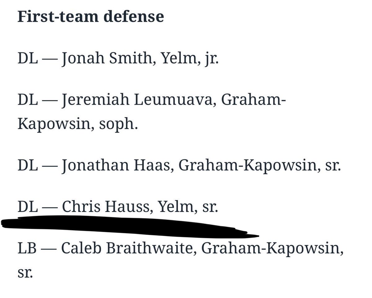 Christopher hauss (@hausschris61) on Twitter photo AGTG⚫️🔴!!!!!
Blessed to receive first team all league DL!!!
<a href="/CoachRonquillo/">Jason Ronquillo</a> <a href="/ToddCordova2/">Todd Cordova</a>
<a href="/yelm_football/">Yelm Tornados</a> <a href="/gnduff/">Grant Duff</a>
<a href="/CoachPatBelony/">Pat Belony M.Ed</a> <a href="/CoachZim_UJ/">Josh Zimmer</a>
<a href="/KodyTorgerson/">Coach Kody Torgerson</a> <a href="/coachmikebrunk/">Michael Brunk</a>
<a href="/DakSt8Football/">Josh Anderson 🇺🇸</a> <a href="/Coach_D_Mac/">Darryl McBride Jr</a>
<a href="/risefootball_/">RISE Football 🏈</a> AGTG⚫️🔴!!!!!
Blessed to receive first team all league DL!!!
<a href="/CoachRonquillo/">Jason Ronquillo</a> <a href="/ToddCordova2/">Todd Cordova</a>
<a href="/yelm_football/">Yelm Tornados</a> <a href="/gnduff/">Grant Duff</a>
<a href="/CoachPatBelony/">Pat Belony M.Ed</a> <a href="/CoachZim_UJ/">Josh Zimmer</a>
<a href="/KodyTorgerson/">Coach Kody Torgerson</a> <a href="/coachmikebrunk/">Michael Brunk</a>
<a href="/DakSt8Football/">Josh Anderson 🇺🇸</a> <a href="/Coach_D_Mac/">Darryl McBride Jr</a>
<a href="/risefootball_/">RISE Football 🏈</a>