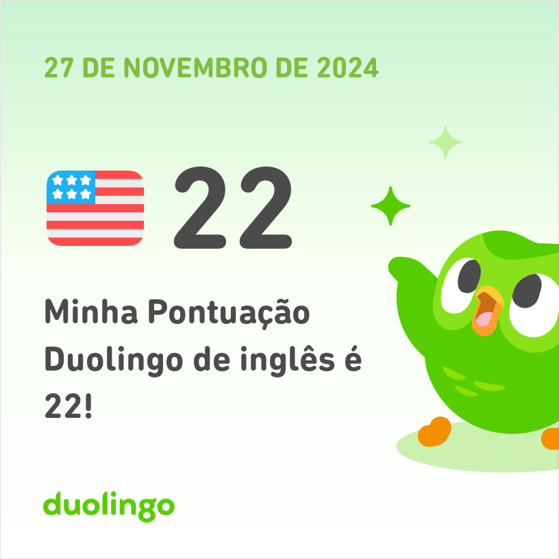 rogersfelis's tweet photo. Minha Pontuação Duolingo de inglês é 22! https://t.co/BiG2SXjsAB