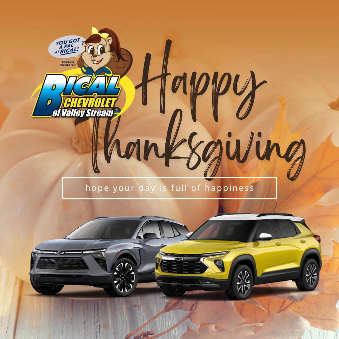 bical_chevrolet's tweet photo. 🦃🍂Happy Thanksgiving from your friends at Bical Chevrolet! 🧡 We’re thankful for YOU—our loyal customers and incredible community. Wherever the holiday takes you, know that you always have a pal at Bical! Don’t forget to swing by this Friday and check out our Black Friday deals https://t.co/n6sxfrSYIv