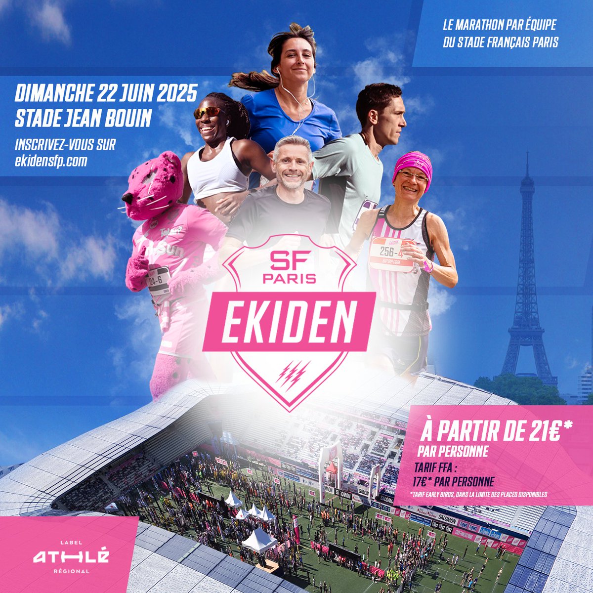 Ekiden du Stade Français Paris (@ekidensfp) on Twitter photo Après une édition 2024 sold-out : l’Ekiden du Stade Français Paris est de retour ! 🔥
Inscrivez-vous dès maintenant et bénéficiez du tarif Early Bird 💪
⚠️ Attention le nombre de place est limité
Votre équipe n’est pas encore complète ? Aucun problème ! Réservez votre équipe Après une édition 2024 sold-out : l’Ekiden du Stade Français Paris est de retour ! 🔥
Inscrivez-vous dès maintenant et bénéficiez du tarif Early Bird 💪
⚠️ Attention le nombre de place est limité
Votre équipe n’est pas encore complète ? Aucun problème ! Réservez votre équipe