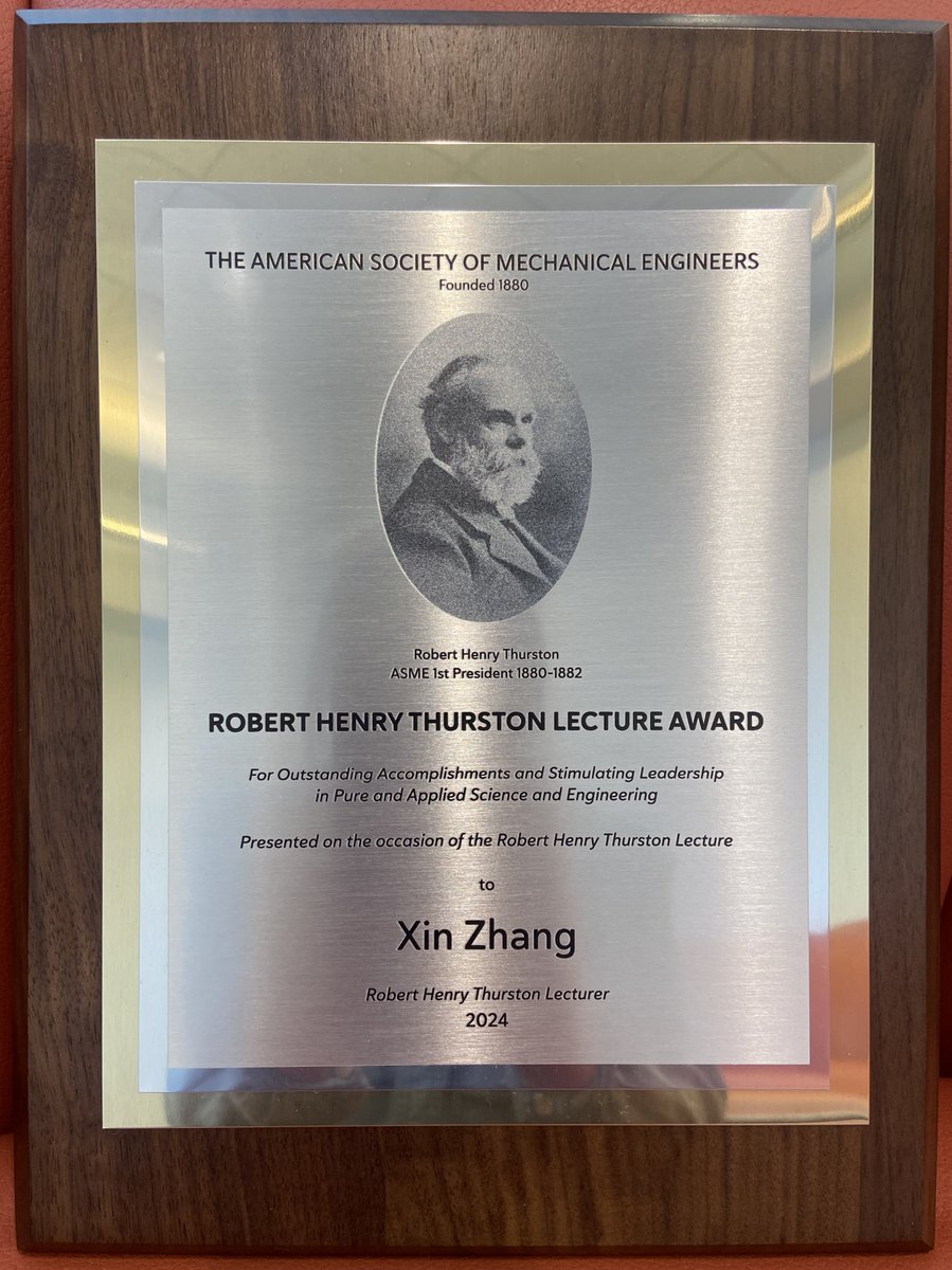 I am honored to have received the 2024 ASME Robert Henry Thurston Lecture Award "For Outstanding Accomplishments and Stimulating Leadership in Pure and Applied Science and Engineering" and to have delivered the Robert Henry Thurston Lecture at the ASME IMECE on November 21.