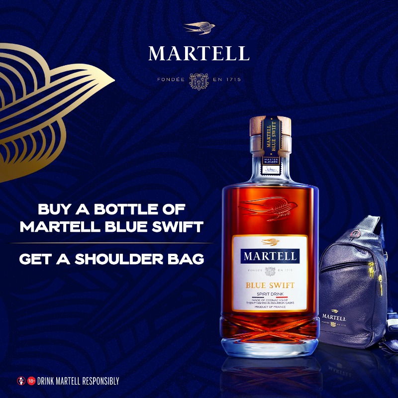 martellnigeria's tweet photo. Get a free leather shoulder bag with every purchase of Martell Blue Swift. 

Order Now.