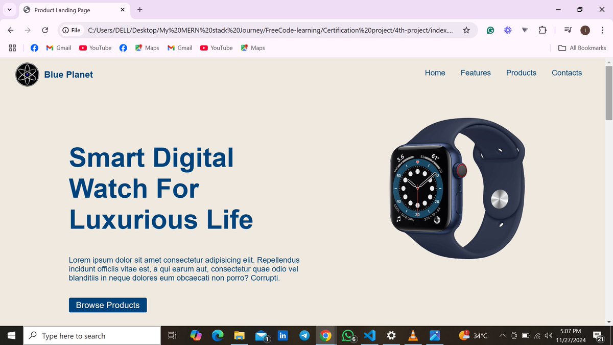 Ifeco1don's tweet image. Hello Guys,
Today I'm very excited. I just built a product landing page.
I devoted several days to cooking this banga😆, all from my head (not a clone).
Please check it out below and tell me what you think about it.
#webdeveloper
#freeCodeCamp
#HtmlCss