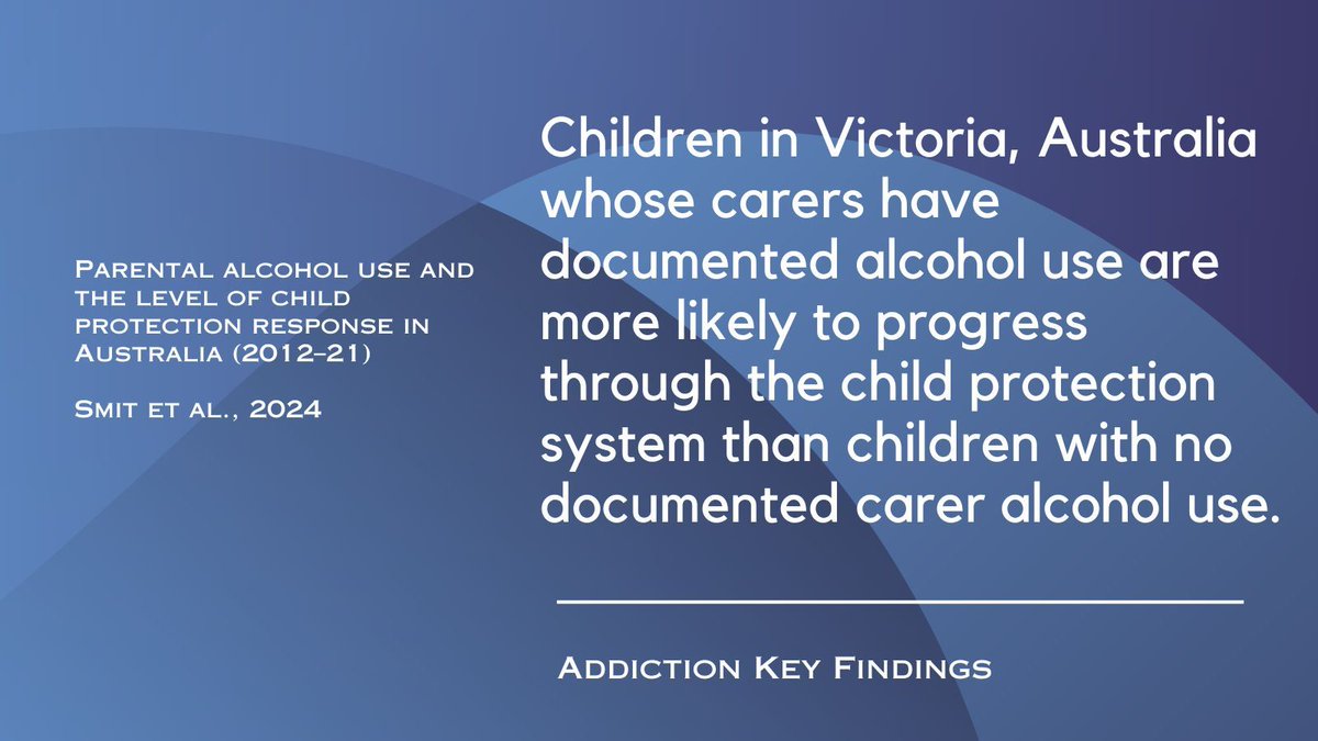 Addiction Journal (@addictionjrnl) on Twitter photo Children in Victoria, Australia whose carers have documented alcohol use are more likely to progress through the child protection system than children with no documented carer alcohol use. Read the full study by Koen Smit <a href="/CAPRAustralia/">CAPRAustralia</a> and colleagues buff.ly/3OohPHN Children in Victoria, Australia whose carers have documented alcohol use are more likely to progress through the child protection system than children with no documented carer alcohol use. Read the full study by Koen Smit <a href="/CAPRAustralia/">CAPRAustralia</a> and colleagues buff.ly/3OohPHN