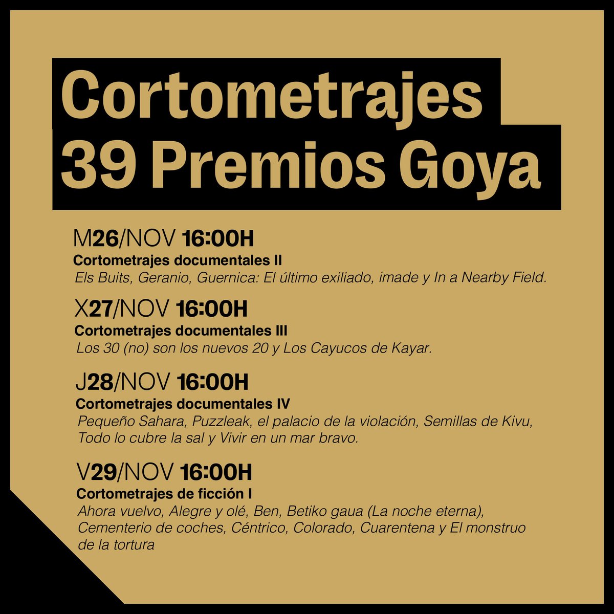 Academiadecine's tweet image. Esta semana #enlaAcademia, continúan las proyecciones gratuitas de los cortos preseleccionados en los Premios Goya. Información y entradas:
academiadecine.com/ciclos/39-edic…