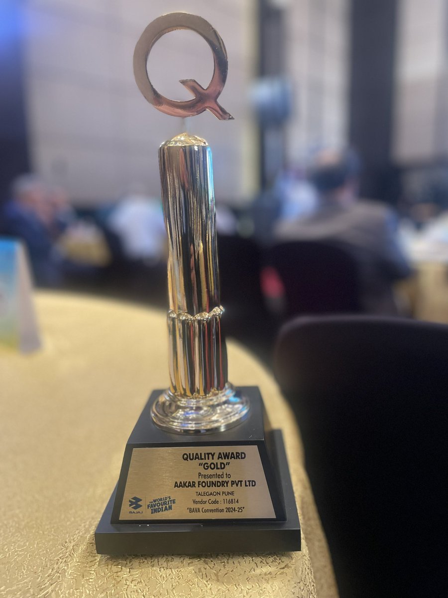 AakarFoundry's tweet photo. Today, *Aakar Foundry received the Quality Award - Gold from “Bajaj Auto Ltd.”* during a vendor meet held in Pune. 👇 https://t.co/dVPpP6bxr3