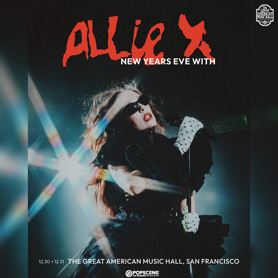 POPSCENE Presents (@popscenesf) on Twitter photo POPSCENE NYE PARTY 🚨🪩🥳
JUST ANNOUNCED AND ON SALE NOW!
Two Nights With incredible Canadian electro/synthpop artist...
ALLIE X 🖤🇨🇦
12/30 + 12/31
<a href="/GAMH/">Great American Music Hall</a>
+ Popscene DJs + more TBA
Co-Presented by Great American Music Hall
<a href="/alliex/">allie x</a>
GET TIX NOW! 🎟️⬇️
bf37c295.streaklinks.com/CNoHXiyzcwZ7zU… POPSCENE NYE PARTY 🚨🪩🥳
JUST ANNOUNCED AND ON SALE NOW!
Two Nights With incredible Canadian electro/synthpop artist...
ALLIE X 🖤🇨🇦
12/30 + 12/31
<a href="/GAMH/">Great American Music Hall</a>
+ Popscene DJs + more TBA
Co-Presented by Great American Music Hall
<a href="/alliex/">allie x</a>
GET TIX NOW! 🎟️⬇️
bf37c295.streaklinks.com/CNoHXiyzcwZ7zU…