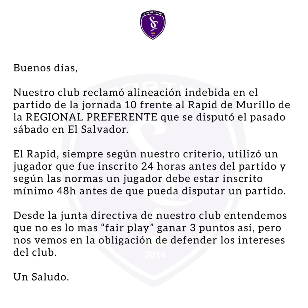 COMUNICADO OFICIAL | ALINEACION INDEBIDA