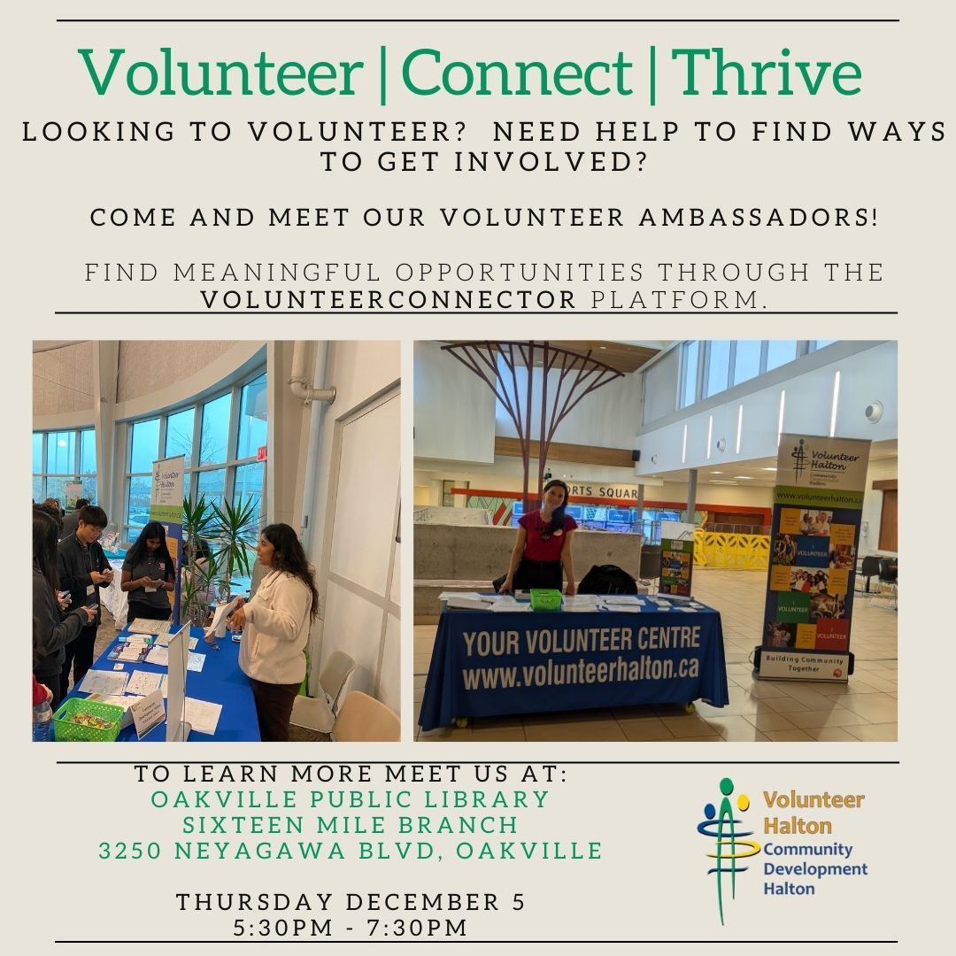Our volunteer ambassadors will be in Burlington on December 4th and Oakville on December 5th! Come meet us! And don't forget to use the link in our bio to go on VolunteerConnector to find meaningful volunteer opportunities soon!