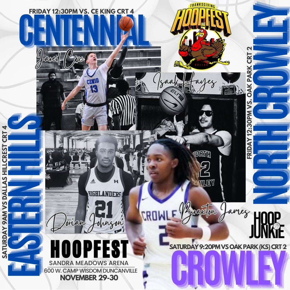 Thanksgiving Hoopfest is going to be crazy this weekend. Meet me there. <a href="/HoopfestB/">Hoopfest Basketball</a> <a href="/CrowleyBball/">Crowley High School Men’s Basketball</a> <a href="/NCBasketball/">NC Men's Basketball</a> <a href="/SpartanHoopsMBB/">Spartan Basketball</a> <a href="/EHills_BB/">Eastern Hills Boys Basketball</a> <a href="/DorianJ22clb/">Dorian Johnson</a> @The_Slim33 <a href="/Bjames_2/">Braxton James (BJ)</a> <a href="/isaakhayes22/">@theisaakhayes</a>