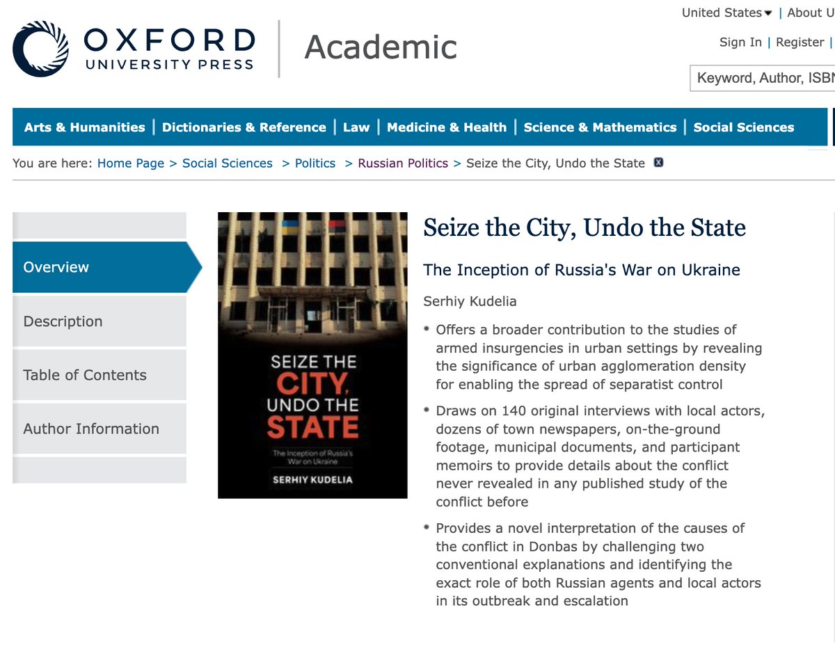 My forthcoming book on 2014 war in Donbas with <a href="/OxUniPress/">Oxford University Press</a>  is the first comparative study of the conflict written from the perspective of individual towns, their administrators and residents. By comparing mechanisms of town capture and governance it identifies the exact role of