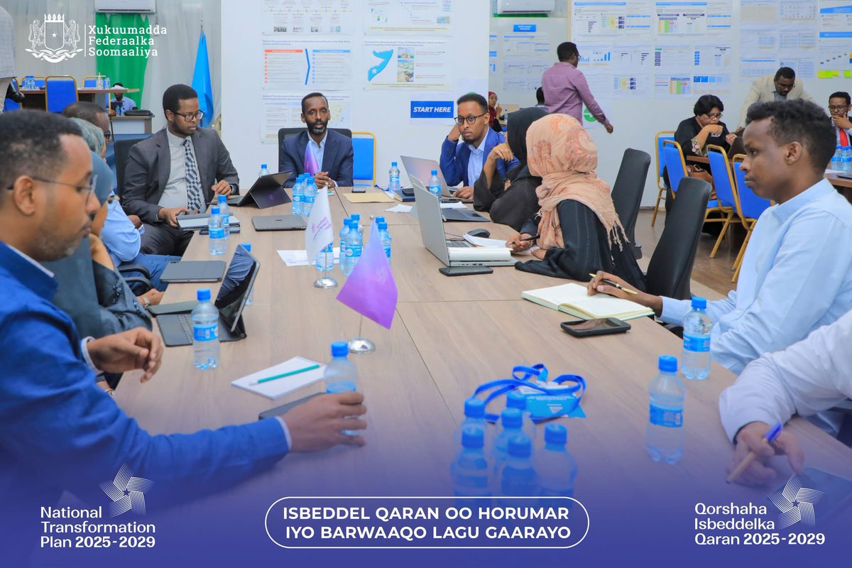 NTPSomalia's tweet photo. Presidential Envoy for Stabilization, MP @OmarHashi114  visited the NTP center and chaired a meeting on aligning the Stabilization Program with the ongoing National Transformation Plan. https://t.co/wKfFdJNB4s