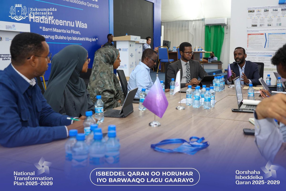 NTPSomalia's tweet photo. Presidential Envoy for Stabilization, MP @OmarHashi114  visited the NTP center and chaired a meeting on aligning the Stabilization Program with the ongoing National Transformation Plan. https://t.co/wKfFdJNB4s