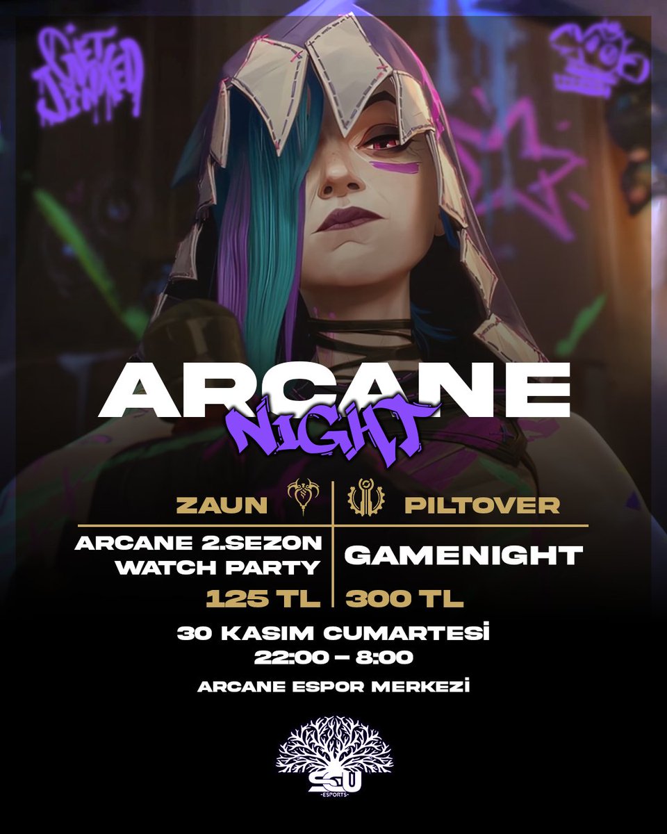 Bizimle Arcane 2. sezonunu izlemeye/Sabaha Kadar oyun oynamaya, muhteşem hediyelere ve bu güzel atmosfere tanıklık etmeye hazır mısın?

Zaun Paketi'ni veya Piltover Paketi'ni seçerek ister Gamenight'a ister Watchpary'ye katılabilirsin.
Başvuru Formu: forms.gle/8zqU7GUVx3HtDB…