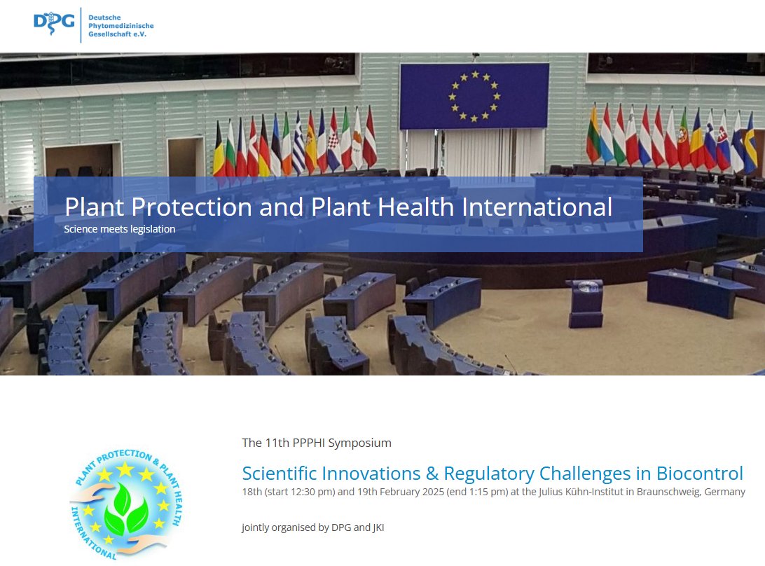 Euphresco network (@euphresco) on Twitter photo 📅Mark your calendars! The 11th Plant Protection & Plant Health International (PPPHI) Symposium is happening on February 18–19, 2025 in Braunschweig🇩🇪
🎯 Theme: Scientific Innovations & Regulatory Challenges in #Biocontrol🌱🦠
👉 More info: tinyurl.com/3wfrt4ec
<a href="/JKI_Bund/">Julius Kühn-Institut</a> #DPG 📅Mark your calendars! The 11th Plant Protection & Plant Health International (PPPHI) Symposium is happening on February 18–19, 2025 in Braunschweig🇩🇪
🎯 Theme: Scientific Innovations & Regulatory Challenges in #Biocontrol🌱🦠
👉 More info: tinyurl.com/3wfrt4ec
<a href="/JKI_Bund/">Julius Kühn-Institut</a> #DPG