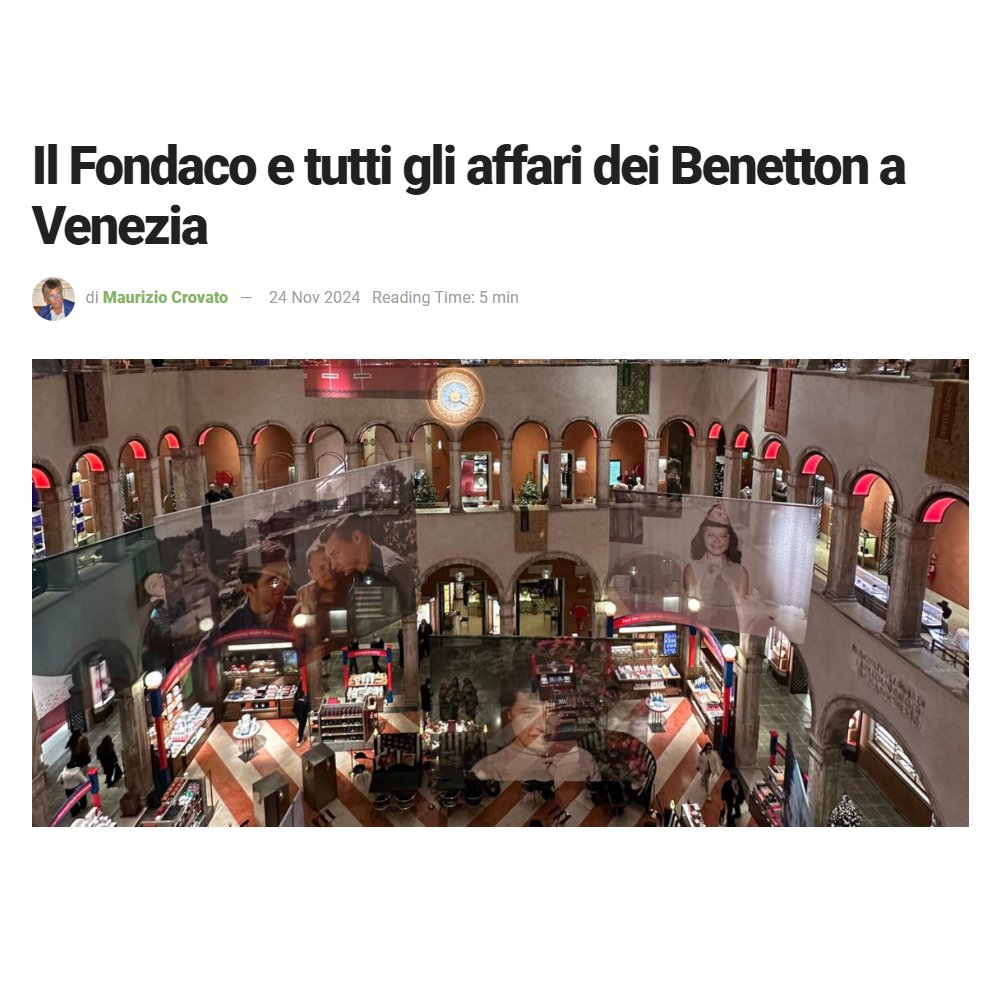 roma7maggio's tweet photo. 📌 Rassegna stampa
Il Fondaco e tutti gli affari dei Benetton a Venezia
Maurizio Crovato, è NordEst, 24/11/2024
☝Per il testo completo:
https://t.co/DQZGXKBGy2
#EmergenzaCultura #Venezia #Fondaco
Emergenza Cultura è su FB, IG, X https://t.co/6v2xi5E0uS