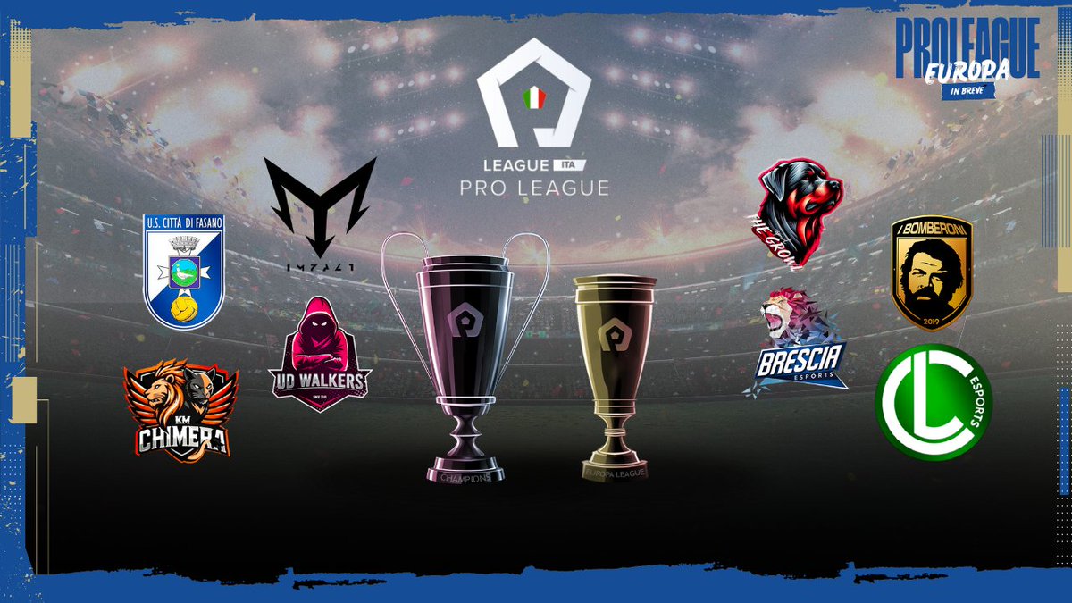 ProLeague Italia (@proleagueitalia) on Twitter photo Un grosso in bocca al lupo ai nostri team impegnati nelle competizioni di <a href="/proleaguecom/">ProLeague</a>
Champions League:
<a href="/impactesportseu/">IMPACT Esports</a>
@FasanoeUs
<a href="/UdWalkers/">UD Walkers</a>
<a href="/KMChimera/">KM CHIMERA ®⚫️🟠</a>
Europa League
<a href="/thegrowlesport/">The Growl</a>
<a href="/IBomberoni/">I Bomberoni</a>
<a href="/Brescia_eSports/">Brescia eSports</a>
<a href="/Lavoratesports/">Lavorate Calcio Esport</a>
<a href="/pctransfermarkt/">🇮🇹 PRO CLUBS TRANSFERMARKT🔍</a> <a href="/EASPORTSFC/">EA SPORTS FC</a> Un grosso in bocca al lupo ai nostri team impegnati nelle competizioni di <a href="/proleaguecom/">ProLeague</a>
Champions League:
<a href="/impactesportseu/">IMPACT Esports</a>
@FasanoeUs
<a href="/UdWalkers/">UD Walkers</a>
<a href="/KMChimera/">KM CHIMERA ®⚫️🟠</a>
Europa League
<a href="/thegrowlesport/">The Growl</a>
<a href="/IBomberoni/">I Bomberoni</a>
<a href="/Brescia_eSports/">Brescia eSports</a>
<a href="/Lavoratesports/">Lavorate Calcio Esport</a>
<a href="/pctransfermarkt/">🇮🇹 PRO CLUBS TRANSFERMARKT🔍</a> <a href="/EASPORTSFC/">EA SPORTS FC</a>