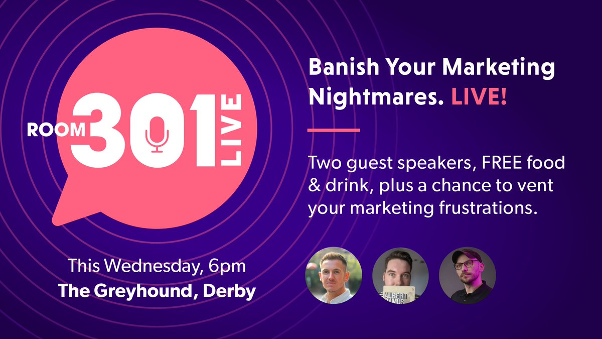 The Digital Maze (@thedigitalmaze) on Twitter photo It's tonight! π¬ π π»
Two industry speakers, plenty of free food, free drink and a chance to learn, chat and banish your marketing frustrations into Room 301. πͺ3οΈβ£0οΈβ£1οΈβ£
π 6pmβ8:30ish, Upstairs at The Greyhound Pub, Friar Gate, Derby
Sign up: thedigitalmaze.com/about/events/rβ¦ It's tonight! π¬ π π»
Two industry speakers, plenty of free food, free drink and a chance to learn, chat and banish your marketing frustrations into Room 301. πͺ3οΈβ£0οΈβ£1οΈβ£
π 6pmβ8:30ish, Upstairs at The Greyhound Pub, Friar Gate, Derby
Sign up: thedigitalmaze.com/about/events/rβ¦