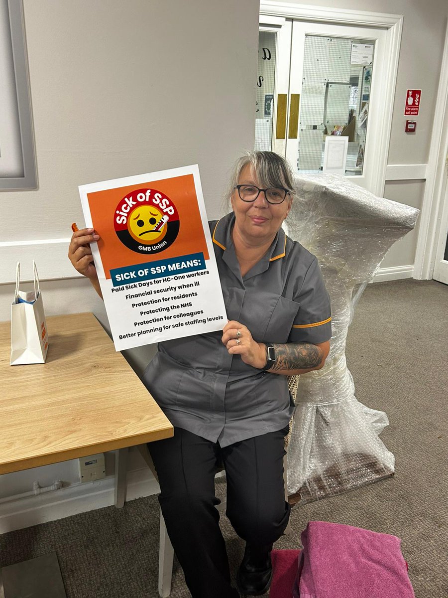 🚨 Care workers deserve better! 🚨

Yesterday, GMB care workers at HC-One launched their Sick of SSP campaign. 🤒

They're demanding a raise in sick pay from £16 to £40/day in this year's pay talks. Thousands are signing "sick notes" calling for fair sick pay &amp; paid breaks. 💷☝️
