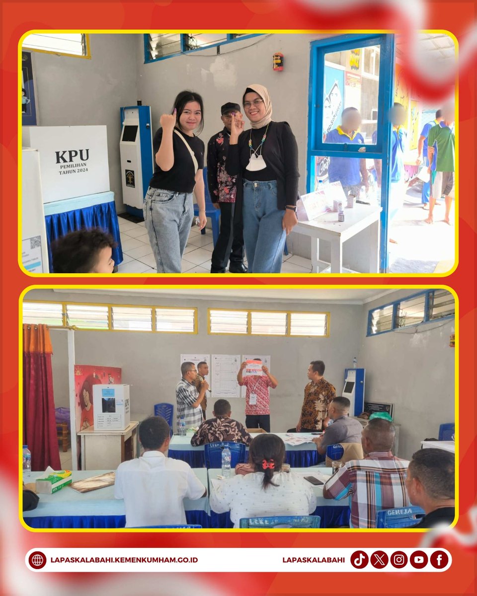 LapasKalabahi's tweet photo. Pegawai dan Warga Binaan Lapas Kalabahi Berikan Hak Suara Pada Pilkada 2024 di TPS Khusus 901
Selengkapnya:
https://t.co/hgbwl53emw
#LapasKalabahiPasti
#KumhamSemakinPASTI
#AlwaysTheBest
#ASNPilihNETRAL
~ Kemenkumham NTT
~ Kalapas Kalabahi Yusup Gunawan https://t.co/bAbztRAHT7