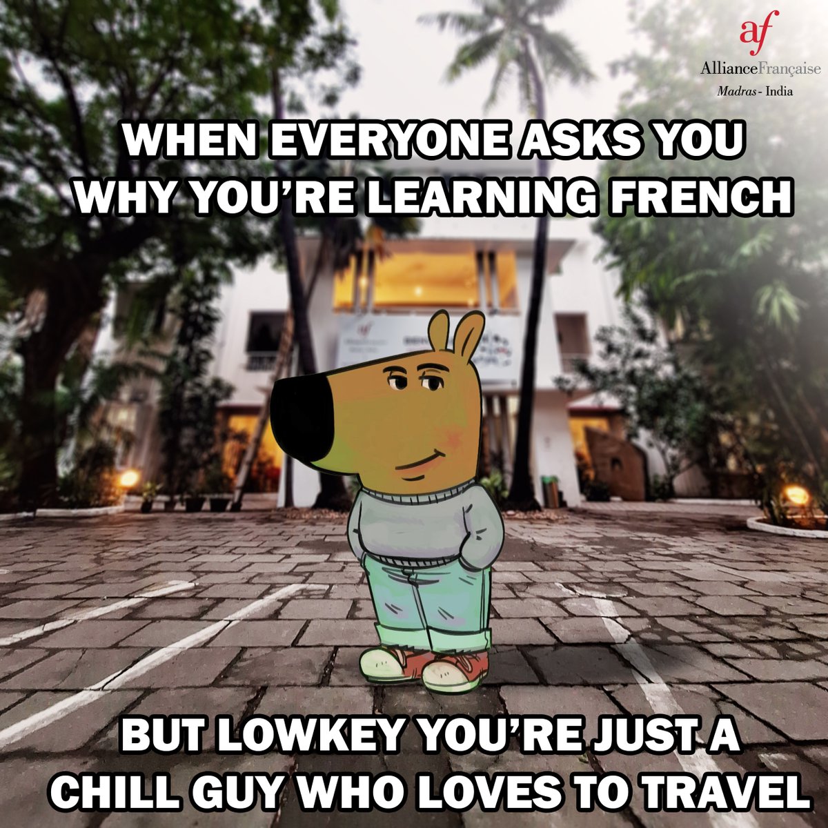 Do you love French as much as the Chill guy?
#chillguy #afmadras #learnfrench #french #chill #frenchclasses #travel #France