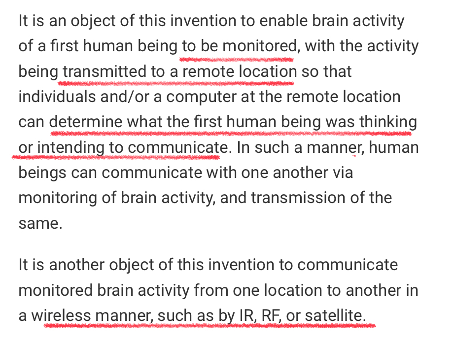 ItsAllATheatre's tweet image. US Patent #Patent6011991A: Communication System &amp;amp; Method Including Brainwave Analysis and/or Use of Brain Activity. #BehaviorMonitoring #ThoughtControl #RemoteMonitoringofHuman #BehaviorAnalysis To wirelessly transmit brain pattern to determine thought/emotion &amp;amp; CAUSE a reaction.