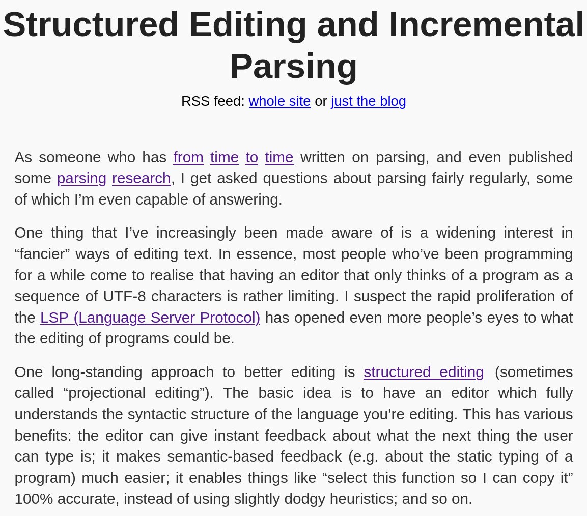 New blog: Structured Editing and Incremental Parsing