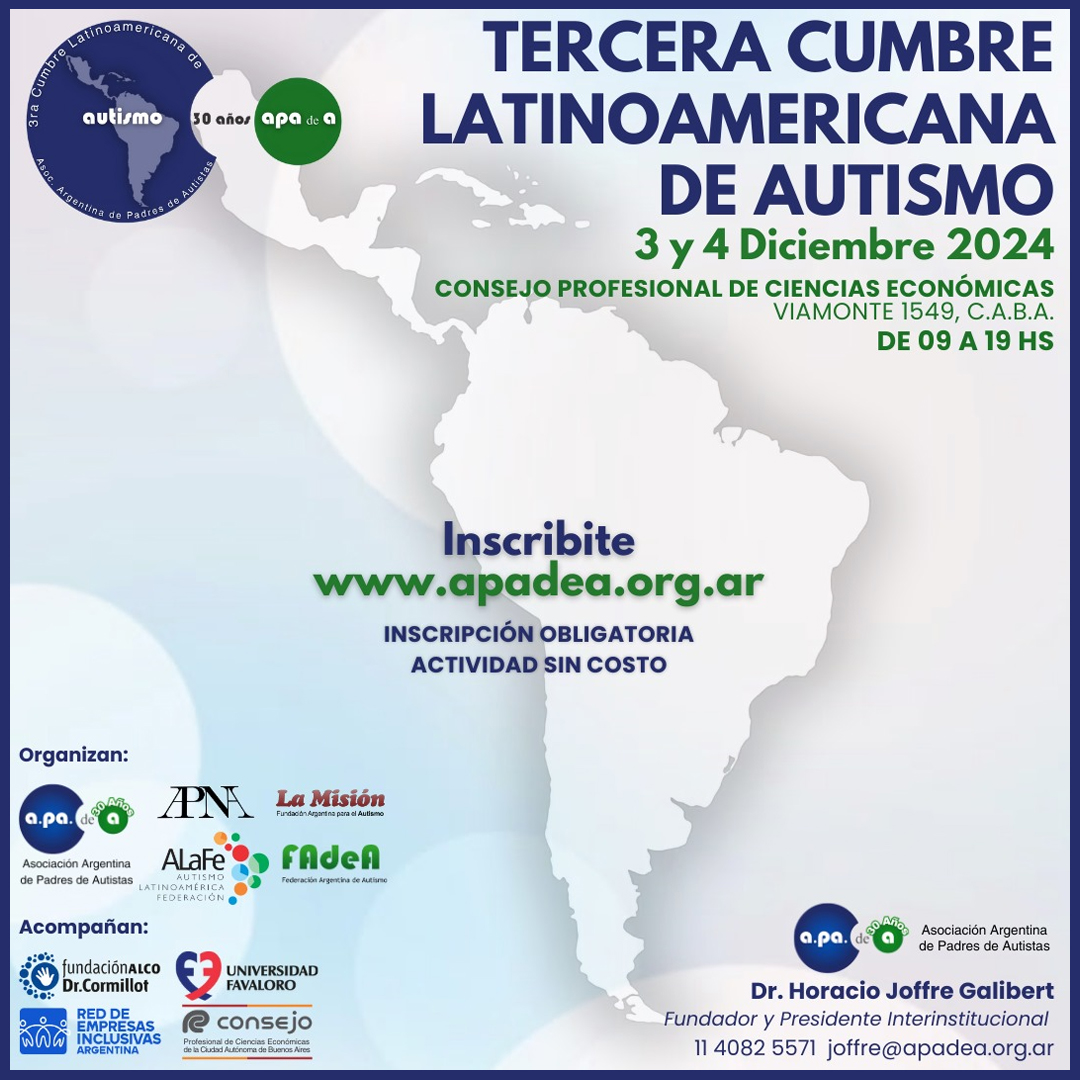 TEActivaONG's tweet image. ✨ ¡Tercera cumbre latinoamericana de autismo! ✨

@APAdeAAutismo, #FAdeA y #ALaFe convocan a participar de este evento con el fin de visibilizar el autismo.