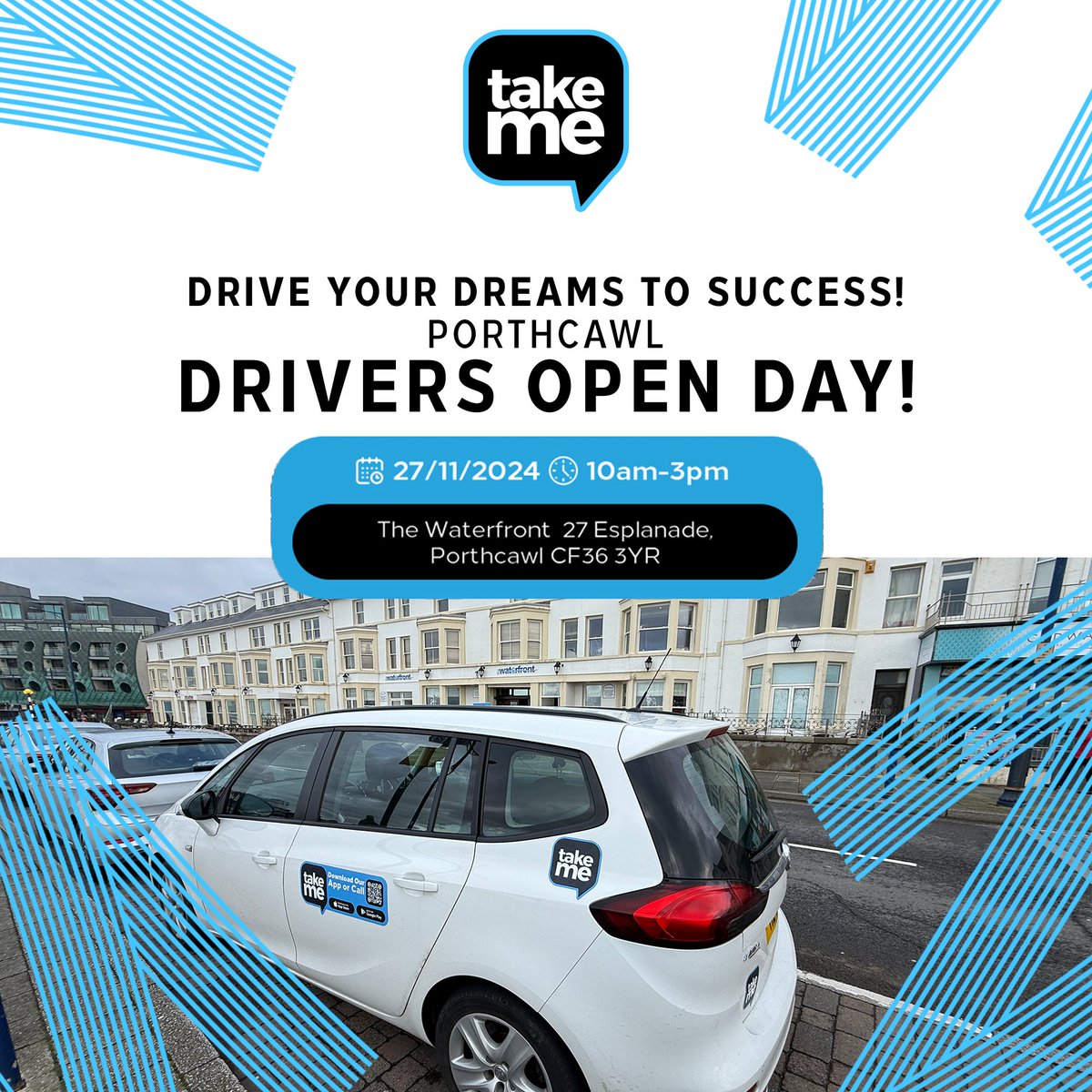 TakeMe (@takemegroup) on Twitter photo Don't forget our drivers open day is TODAY! Hear from some of the Take Me team as they explain where they are and what you can expect to see when you arrive.
๐๐ฎ๐๐ฒ & ๐ง๐ถ๐บ๐ฒ:
๐
27th November 2024
๐ 10 am - 3 pm
๐๐ผ๐ฐ๐ฎ๐๐ถ๐ผ๐ป:
๐ข The Waterfront 27 Esplanade, Porthcawl Don't forget our drivers open day is TODAY! Hear from some of the Take Me team as they explain where they are and what you can expect to see when you arrive.
๐๐ฎ๐๐ฒ & ๐ง๐ถ๐บ๐ฒ:
๐
27th November 2024
๐ 10 am - 3 pm
๐๐ผ๐ฐ๐ฎ๐๐ถ๐ผ๐ป:
๐ข The Waterfront 27 Esplanade, Porthcawl