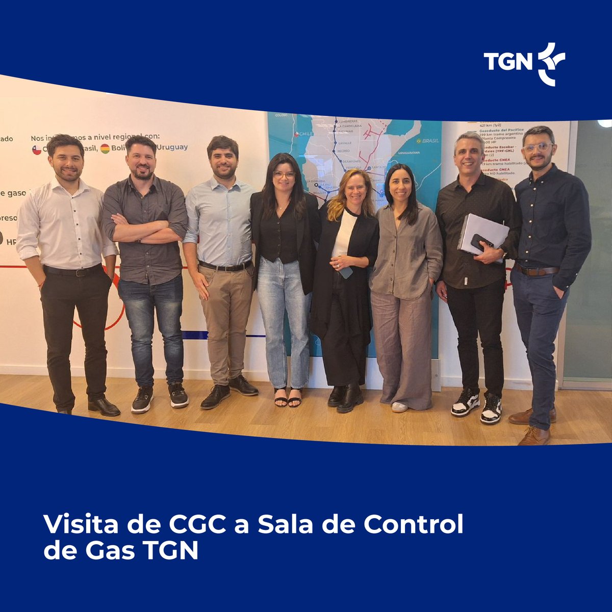 TGNGas's tweet image. Es un gusto compartir espacios de intercambio con colegas de la industria. La Gerencia de Transporte y Servicios al Cliente y la Dirección Comercial recibieron al equipo de CGC en la sala de control del gas.
¡Agradecemos la cálida visita!

#SabemosDeQuéSeTrata #SaladeControlTGN