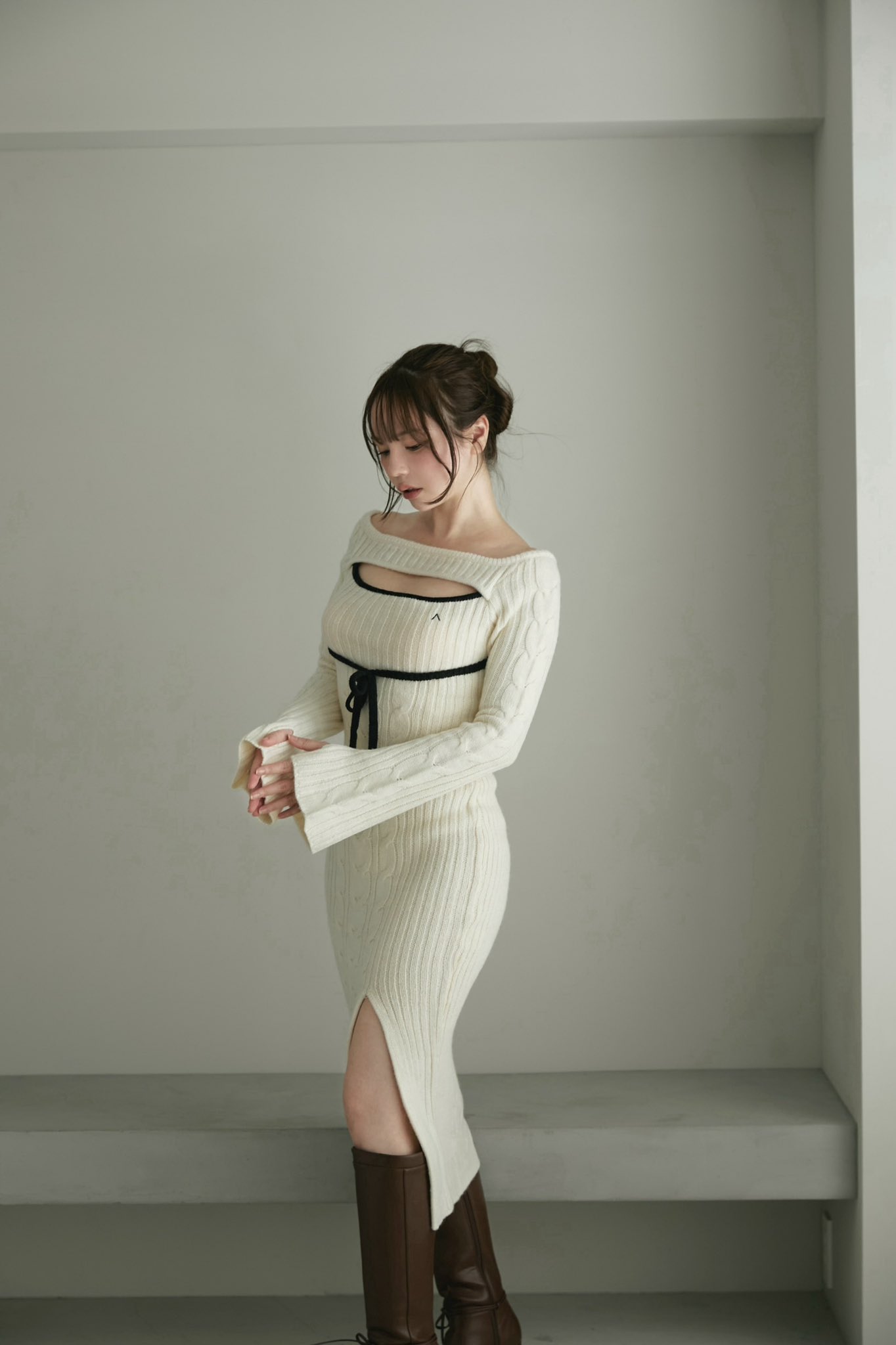 andmary Joan ribbon knit dress white andmary Dany ribbon knit set